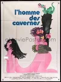 9z771 CAVEMAN French 1p '81 different art of prehistoric Ringo Starr & sexy naked Barbara Bach!
