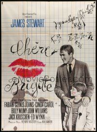 9z785 DEAR BRIGITTE French 1p '65 Jimmy Stewart, great different artwork by C. Broutin!
