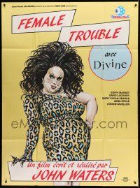 9z805 FEMALE TROUBLE video French 1p R80s John Waters, wild completely different art of Divine!