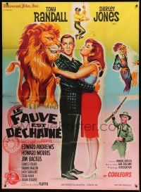 9z809 FLUFFY French 1p '65 different art of huge lion, Tony Randall & Shirley Jones by Belinsky!