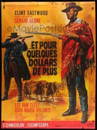 9z811 FOR A FEW DOLLARS MORE French 1p R70s Sergio Leone, Mascii art of Clint Eastwood & Van Cleef