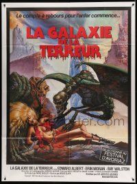 9z818 GALAXY OF TERROR French 1p '81 great Charo fantasy artwork of monsters attacking sexy girl!