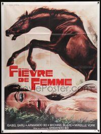 9z834 HEAT French 1p '80 c/u art of sexy Isabel Sarli in throes of ecstasy + horse!