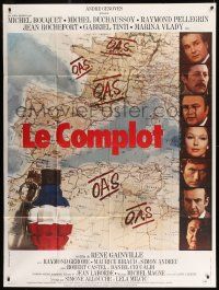 9z870 LE COMPLOT French 1p '73 Rene Gainville's The Plot, cool image of top cast & map!