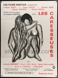 9z874 LES CARESSEUSES French 1p '74 Bernadette Stern black & white art of two nude women!