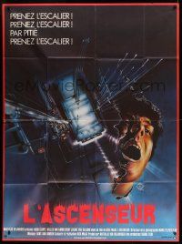 9z876 LIFT French 1p '83 De Lift, cool JG horror artwork of elevator shaft & screaming man!