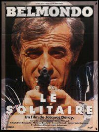 9z878 LONER French 1p '87 Jacques Deray's Le solitaire, super c/u of Jean-Paul Belmondo with gun!
