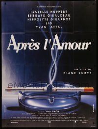 9z879 LOVE AFTER LOVE French 1p '92 Apres l'amour, great art of two burning cigarettes in ashtray!