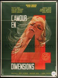 9z880 LOVE IN FOUR DIMENSIONS French 1p '65 great Gonzalez artwork of sexy woman in the title!