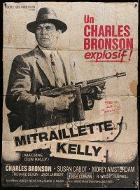 9z885 MACHINE GUN KELLY French 1p R60s great image of tough Charles Bronson w/ gun, Roger Corman!