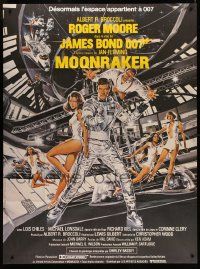 9z907 MOONRAKER French 1p '79 art of Roger Moore as James Bond & sexy space babes by Goozee!