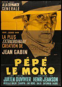 9z929 PEPE LE MOKO French 1p R50s c/u Basarte art of Jean Gabin, directed by Julien Duvivier!