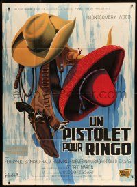 9z933 PISTOL FOR RINGO French 1p '66 cool different spaghetti western art by Guy Gerard Noel!