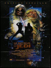 9z947 RETURN OF THE JEDI French 1p R97 George Lucas, great montage art by Drew Struzan!