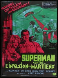 9z952 SANTO VS. LA INVASION DE LOS MARCIANOS French 1p '68 Noel art of Superman masked wrestler!