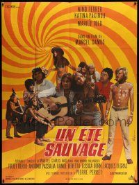 9z954 SAVAGE SUMMER French 1p '70 Marcel Camus' Un Ete Sauvage, hippie montage + Jean Mascii art!