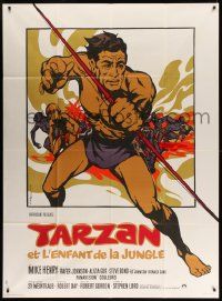9z972 TARZAN & THE JUNGLE BOY French 1p '68 different art of Mike Henry with bow by Michel Landi!