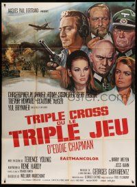 9z987 TRIPLE CROSS French 1p '67 directed by Terence Young, different cast montage art!