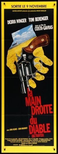 9z657 BETRAYED French door panel '88 Cosa-Gavras, cool different art of hand holding gun!