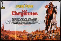 9z681 CHEYENNE AUTUMN French 31x45 R90s John Ford western epic, cool different Jean Mascii art!