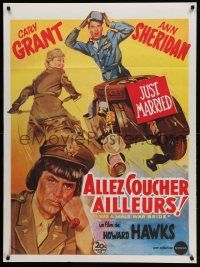 9z698 I WAS A MALE WAR BRIDE French 31x42 R80s art of cross-dresser Cary Grant & with Ann Sheridan!