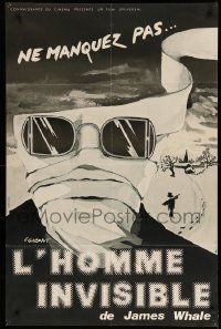 9z699 INVISIBLE MAN French 31x46 R80s James Whale, H.G. Wells, art of Claude Rains by Gaborit!