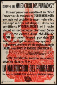 9z711 MUMMY teaser French 32x47 '59 cool Is there a curse of the pharaohs warning poster!
