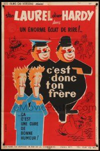9z714 OUR RELATIONS French 31x47 R60s different Seguin art of clowns Stan Laurel & Oliver Hardy!