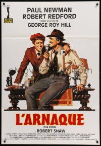 9z724 STING French 32x46 R90s best artwork of Paul Newman & Robert Redford by Richard Amsel!