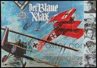 9z126 BLUE MAX German 33x47 '66 great art of World War I fighter planes + portraits of top cast!