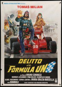 9z304 DELITTO IN FORMULA UNO Italian 1p '84 cool Formula One car racing & crime art by Casaro!