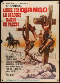 9z309 DJANGO'S CUT PRICE CORPSES Italian 1p '71 Tarantelli spaghetti western art of gun on graves!