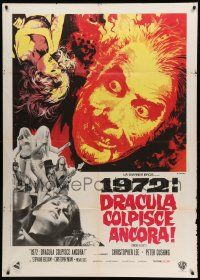 9z312 DRACULA A.D. 1972 Italian 1p '72 Hammer, vampire Christopher Lee, Caroline Munro, Casaro art!