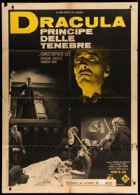 9z313 DRACULA PRINCE OF DARKNESS Italian 1p '66 great different image of vampire Christopher Lee!