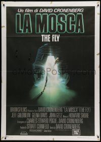 9z327 FLY Italian 1p '86 David Cronenberg, Jeff Goldblum, cool sci-fi art of telepod by Mahon!
