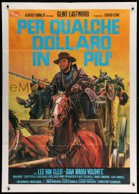 9z329 FOR A FEW DOLLARS MORE Italian 1p R90s different art of Eastwood on stagecoach by Ciriello!