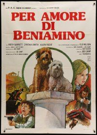 9z330 FOR THE LOVE OF BENJI Italian 1p '77 cool different Crovato montage art of the loveable dog!