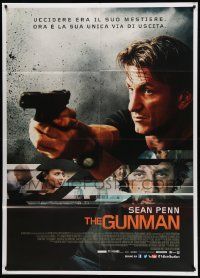 9z341 GUNMAN Italian 1p '15 cool c/u of Sean Penn pointing gun, Idris Elba, Ray Winstone