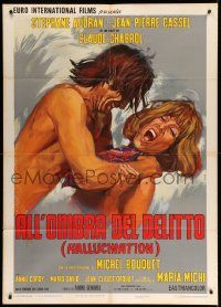 9z343 HALLUCINATION Italian 1p '71 Chabrol, Iaia art of mentally ill man on acid choking woman!