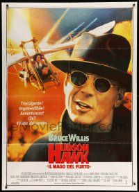 9z357 HUDSON HAWK Italian 1p '91 close up of Bruce Willis & flying with Andie MacDowell!