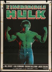 9z361 INCREDIBLE HULK Italian 1p '80 best portrait of Lou Ferrigno as Marvel Comics' hero!