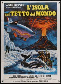 9z365 ISLAND AT THE TOP OF THE WORLD Italian 1p '75 Disney, cool different arctic expedition art!