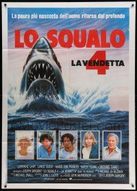 9z366 JAWS: THE REVENGE Italian 1p '87 cool great white shark art + top cast portraits!