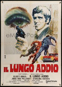 9z381 LONG GOODBYE Italian 1p '74 Elliott Gould as Philip Marlowe, different Fair & Avelli art!