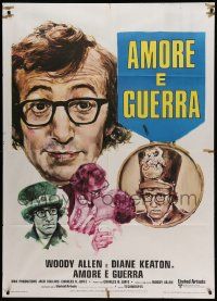 9z383 LOVE & DEATH Italian 1p '75 great different artwork of Woody Allen & Diane Keaton!