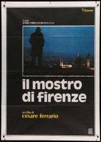 9z395 MONSTER OF FLORENCE Italian 1p '86 creepy serial killer's silhouette looking over the city!