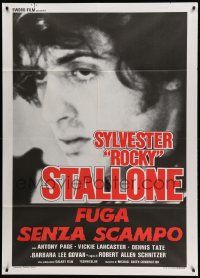 9z401 NO PLACE TO HIDE Italian 1p '77 different close up of Sylvester 'Rocky' Stallone!
