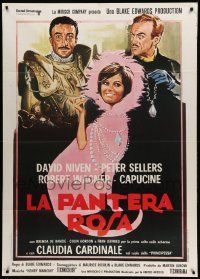 9z412 PINK PANTHER Italian 1p R70s different art of Sellers, Niven & sexy Claudia Cardinale!