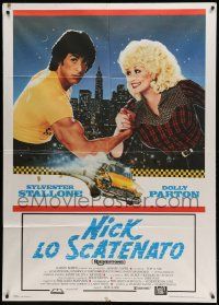 9z423 RHINESTONE Italian 1p '84 Sylvester Stallone arm wrestles Dolly Parton, Alvin art of taxi cab!