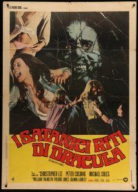 9z426 SATANIC RITES OF DRACULA Italian 1p '74 vampire Chrisopher Lee, different sexy image!